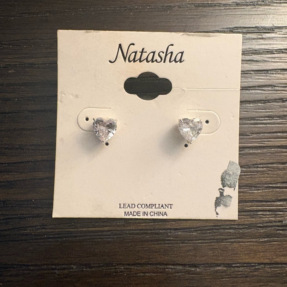 NEW Natasha Silver Heart Earrings